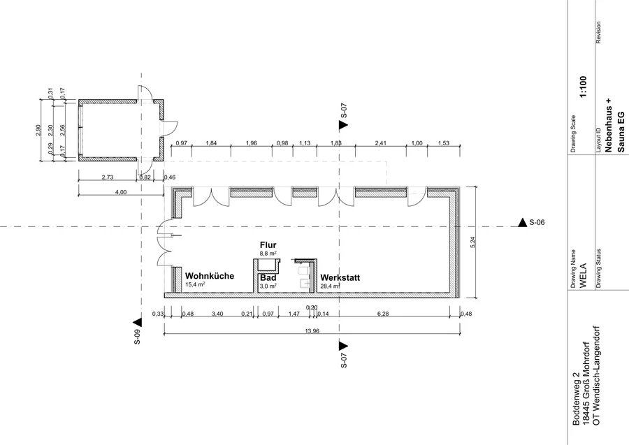 Nebenhaus und Sauna · Erdgeschoss – Planblatt 9 aus 261009_WELA