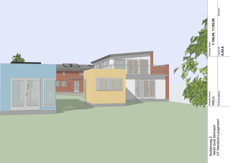 3D · Blick zum Haupthaus – Planblatt 20 aus 261009_WELA
